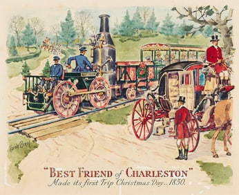HAROLD BREUL (1889 - 1965) 4 Baldwin Locomotive ads: Best Friend of Charleston, Wm. Crooks, Old