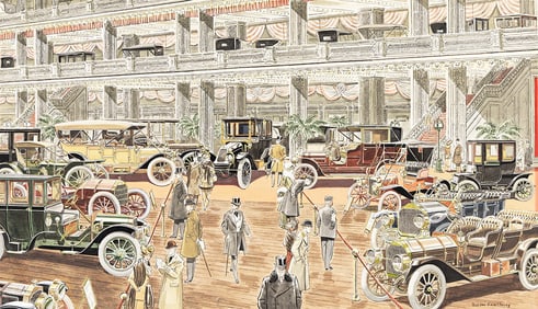 LESLIE SAALBURG (1897 - 1974) 1911 Automobile Show at Madison Square Garden.