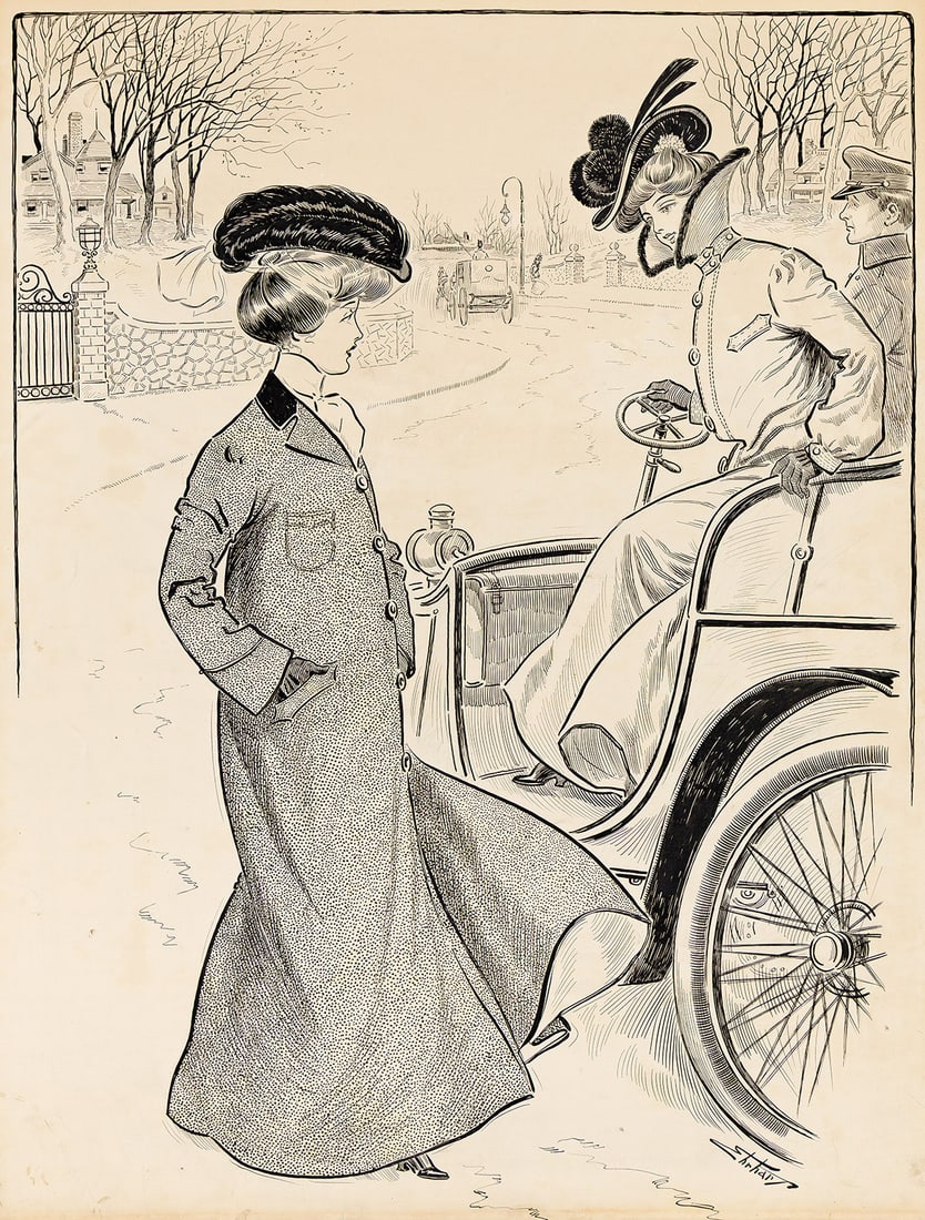 SAMUEL EHRHART (1862 - 1937) Conversation on the street. (1 of 1)