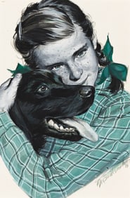 WAYNE BLICKENSTAFF (1920 - 2011) Girl with dog.