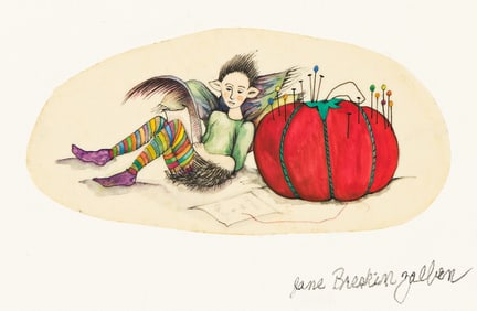 JANE BRESKIN ZALBEN (1950 - ) Elf introduces each character/pin cushion.