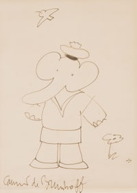 LAURENT DE BRUNHOFF (1925 - 2024) Sketch of Arthur from Babar series.