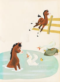 MEL CRAWFORD (1925 - 2015) Casey The Clumsy Colt 2-page spread.