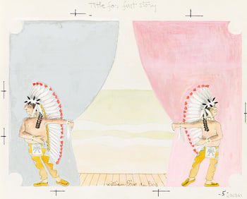 WILLIAM PÈNE DU BOIS (1916 - 1993) Native American characters pulling stage curtains.