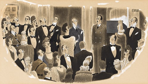(NEW YORKER) RICHARD TAYLOR (1902 - 1970) "Curtain going up, third act...and a bitter