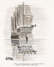 (NEW YORKER) WARREN MILLER (1936 - ) "Hey! Just because we're in a conundrum doesn't mean we can't