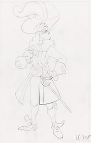 WALT DISNEY STUDIOS / WILLIE ITO (1934 - ) Captain Hook from Peter Pan, preliminary drawing.