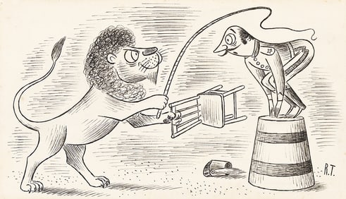 RICHARD TAYLOR (1902 - 1970) Lion and lion tamer.