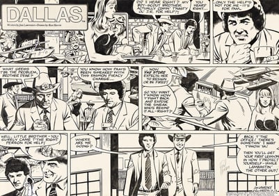 RON HARRIS (1949 - ) Dallas / J.R. Ewing Sunday comic strip.