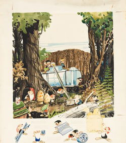 WALT SCOTT (1894-1970) Preliminary drawing for "The Little People."
