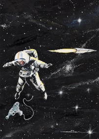 BILLY GRAHAM (1935 - 1999) Astronaut floating in space.