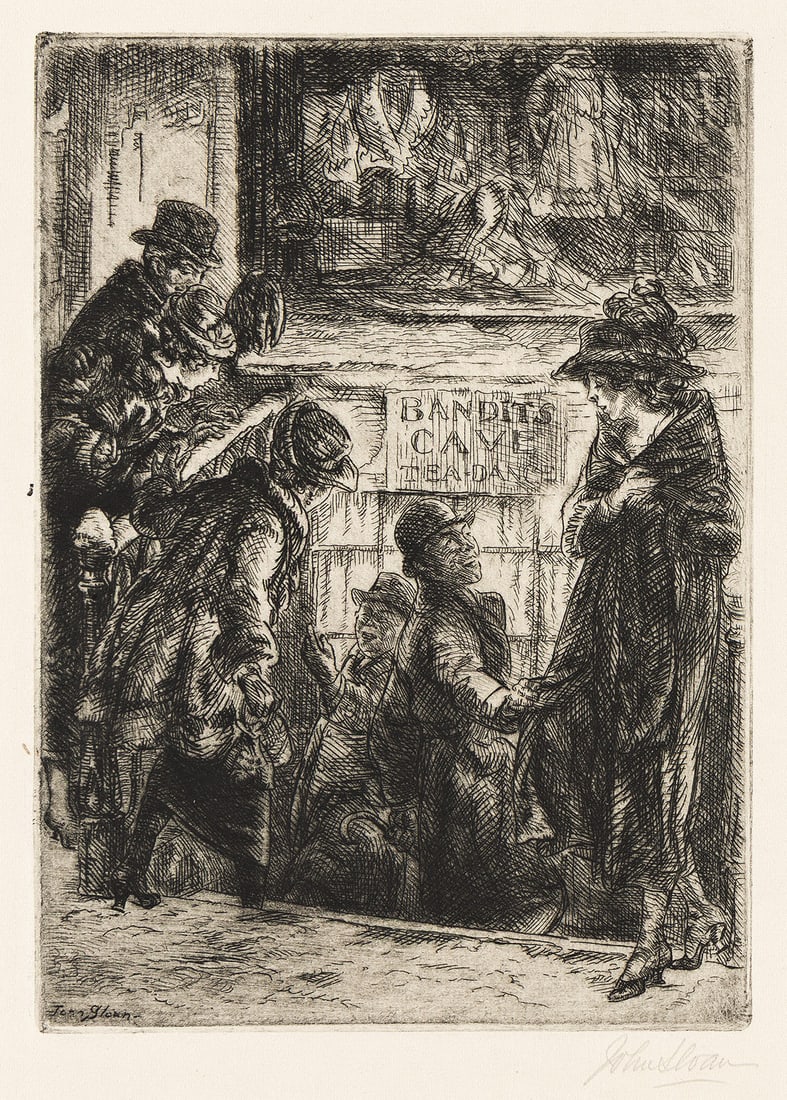 JOHN SLOAN (1871 - 1951) Bandit's Cave.: JOHN SLOAN (1871 - 1951) Bandit's Cave. Etching on Van Gelder Zonen, 1920. 175x125 mm; 7x5 inches, wide margins. Edition of approximately 500 (from an intended edition of 1,000). Signed in pencil, low