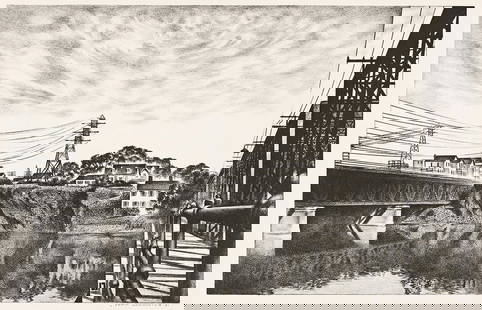 LOUIS LOZOWICK (1892 - 1973) City on a Rock.: LOUIS LOZOWICK (1892 - 1973) City on a Rock. Lithograph, 1931. 206x326 mm; 8⅛x12⅞ inches, wide margins. Edition of 242. Signed and dated in pencil, lower right. Printed by George C. Miller