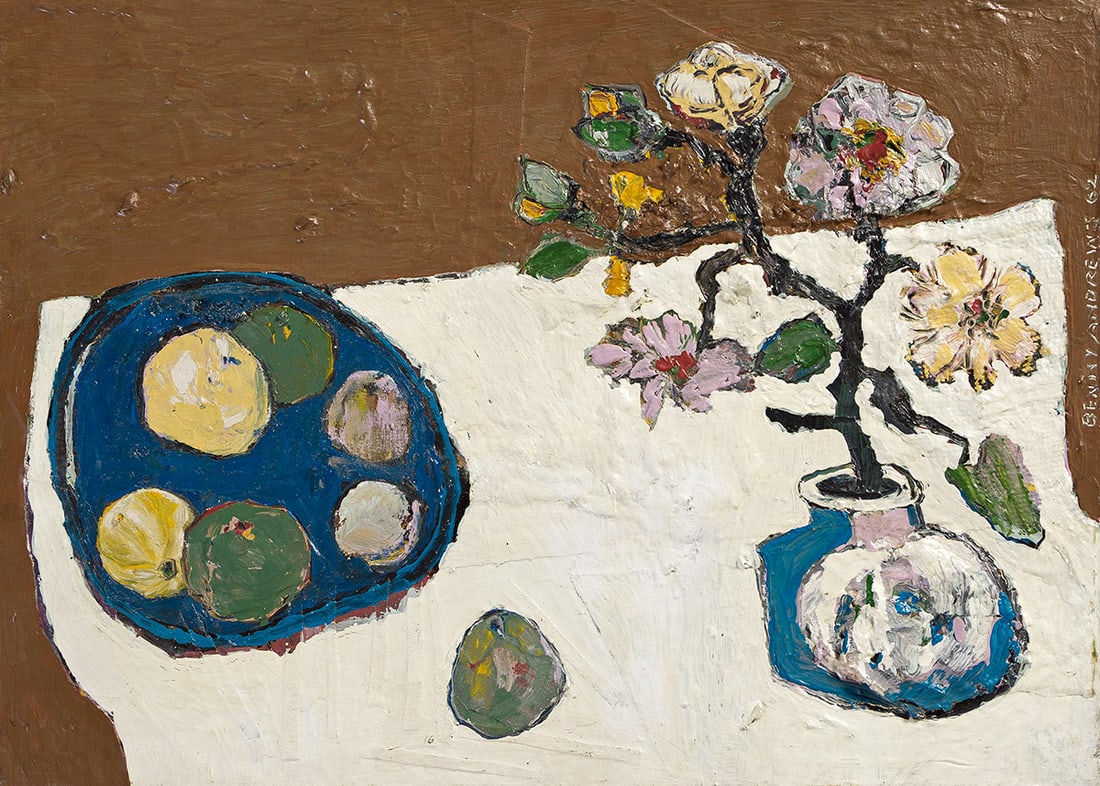 BENNY ANDREWS (1930 - 2006) Blue and White Still Life. (1 of 1)