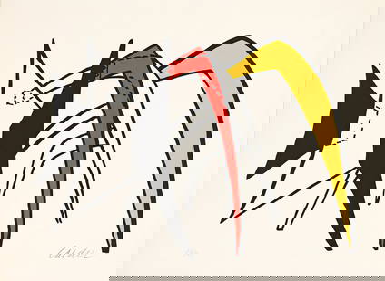 ALEXANDER CALDER (1898 - 1976) Tamanoir jaune.: ALEXANDER CALDER (1898 - 1976) Tamanoir jaune. Color lithograph, 1963. 375x535 mm; 14¾x21 inches, full margins. Signed and numbered 72/90 in pencil, lower margin. Printed and published by Maeght,