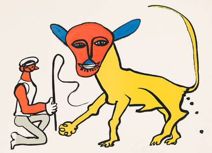 ALEXANDER CALDER (1898 - 1976) Lion Tamer.: ALEXANDER CALDER (1898 - 1976) Lion Tamer. Color lithograph, 1974. 525x710 mm; 20¾x28 inches, full margins. Artist's proof, aside from the edition of 75. Signed and inscribed "EA" in pencil, lowe