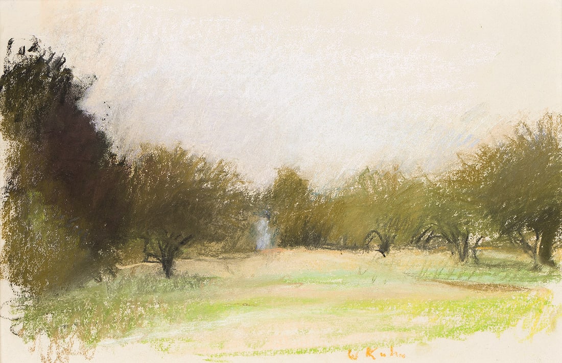 WOLF KAHN (1927 - 2020) Wooded Landscape.: WOLF KAHN (1927 - 2020) Wooded Landscape. Pastel on wove paper. 295x450 mm; 11½x17⅝ inches (sight). Signed, lower right. Provenance Christie's, New York, June 18, 2013, lot 134. Private col