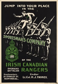 Designer Unknown. Sportsman's Company of the Irish Canadian Rangers. Circa 1916. 35¼x24½