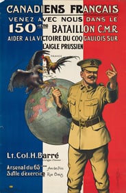 A.G.R. (Dates Unknown). Canadiens Francais. 1915. 41½x27½ inches, 105¼x69¾ cm.