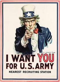 James Montgomery Flagg. I Want You for U.S. Army. 1917. 40¼x30 inches, 102¼x76 cm.