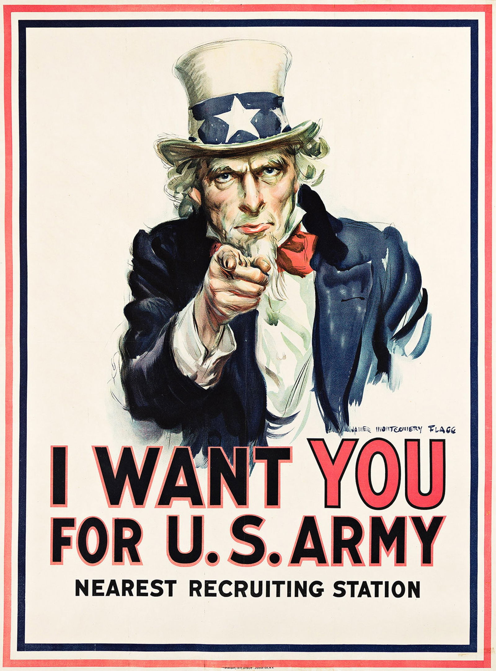 James Montgomery Flagg. I Want You for U.S. Army. 1917. 40¼x30 inches, 102¼x76 cm. (1 of 1)