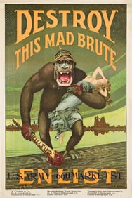 Harry Ryle Hopps. Destroy This Mad Brute / Enlist. Circa 1917. 42x28 inches, 106¾x71 cm.