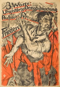 Heinrich Richter-Berlin. 3 Wort: Ungestörte Demobilmachung / Aufbau Der Republik Frieden. 1919.