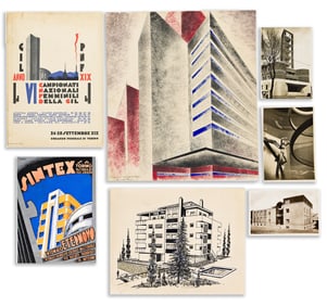 Various Artists. [Italian Architecture / Design]. Group of approx. 86 books, magazines, drawings,