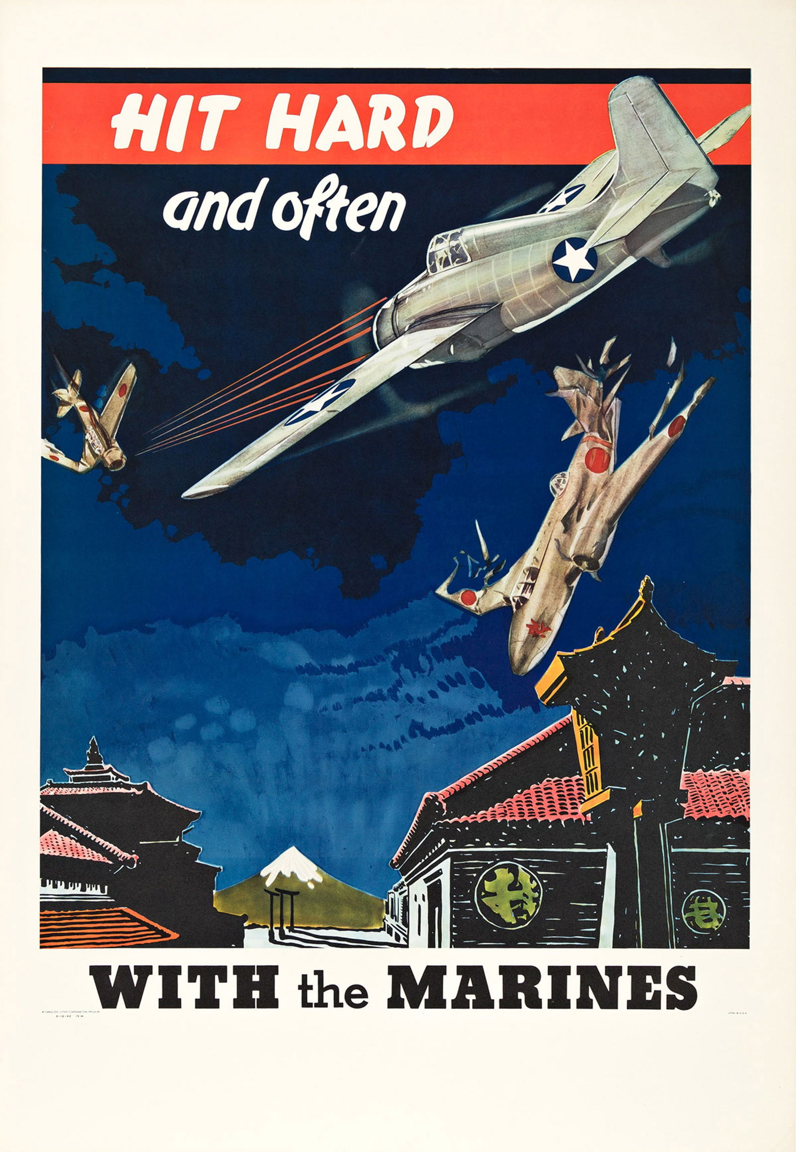 Various Artists. [U.S. Marines / World War II]. Two posters. 1940s. Sizes vary, each approximately (1 of 2)