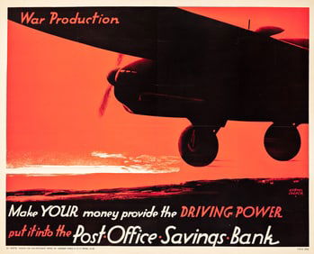 Austin Cooper. War Production / Post Office Savings Bank. 1943. 29x36½ inches, 73¾x93 cm.