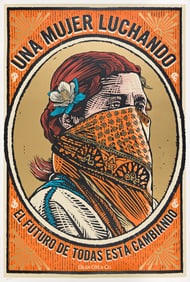 Gran Om & Kloer (Julia & Omar Alberto Inzunza Perez). "Mujer Luchando." 2025. 75¼x51¾