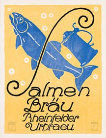 Ludwig Hohlwein. Salmenbräu / Rheinfelder Urbraeu. Circa 1913. 26x19¾ inches, 66x50¼