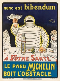 D'Après O'Galop (Marius Rossillon) "À Votre Santé" / Le Pneu Michelin. Circa 1898.