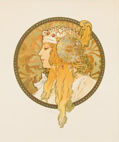 Alphonse Mucha. [Byzantine Head / Blonde]. 1897. 25¾x18 inches, 65½x47¾ cm.
