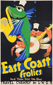 Frank Newbould. East Coast Frolics / Travel Cheaply by LNER. 1933. 39¾x25¼ inches,