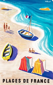 Bernard Villemot. Plages de France. 1955. 39x24½ inches, 99x62¼ cm.
