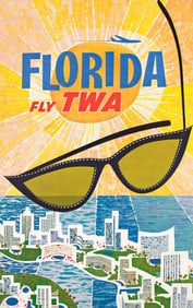 David Klein. Florida / Fly TWA. Circa 1960. 40x25 inches, 101½x63½ cm.