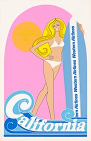 Designer Unknown. California / Western Airlines. 1970s. 38½x25 inches, 98x63½ cm.