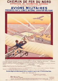 Georges Dorival. Chemin de Fer du Nord / Avions Militaires. 1912. 41x29½ inches, 104x75 cm.