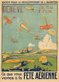 Raoul Artez. Fête Aérienne / Geneve. Circa 1925. 62½x45¼ inches, 158¾x115
