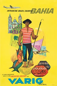 Nelson Jungbluth. Varig Airlines / Bahia. Circa 1960s. 39x25¾ inches, 99x65½ cm.
