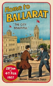 Designer Unknown. Home to Ballarat / "The City Beautiful." Circa 1926. 39¾x25 inches,