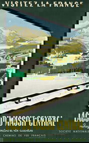 Jean Jacquelin. Visitez la France / Lacs du Massif Central. 1954. 39x24½ inches, 99x62¼