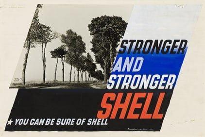 Edward McKnight Kauffer. Stronger and Stronger / You Can be Sure of Shell. Photomontage & gouache