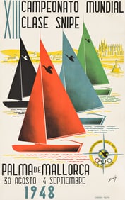 Simóy. XIII Campeonato Mundial Clase Snipe / Palma de Mallorca. 1948. 38½x24 inches,