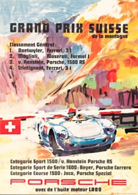 Erich Strenger. Porsche / Grand Prix Suisse. 1956. 33¼x23¼ inches, 84½x59 cm.