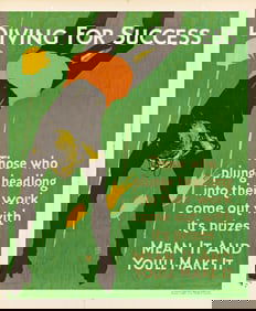 Willard Frederick Elmes. Diving for Success / Mean It and You'll Make It. 1929. 43¾x36¼