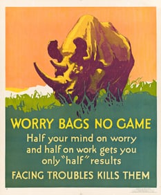 Willard Frederick Elmes. Worry Bags No Game / Facing Troubles Kills Them. 1929. 43¾x36¼