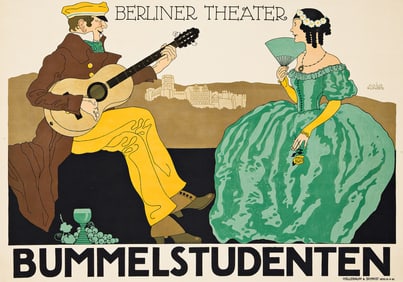 Julius Klinger. Bummelstudenten / Berliner Theater. Circa 1911. 26x37¼ inches, 66x94¾ cm.