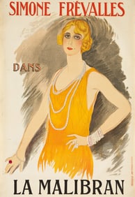 Marcel Vertès. Simone Frévalles dans la Malibran. 1922. 49x33¼ inches, 124½x
